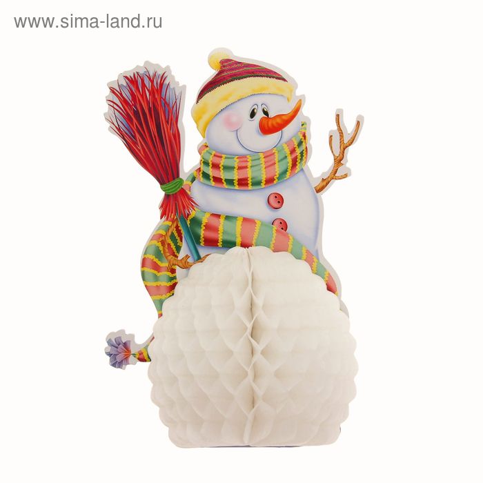 Бумажное украшение "Снеговик с метлой" - Фото 1