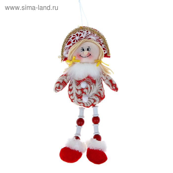 мягкая красная кружевная ножки бусинки 24 см снегурочка - Фото 1