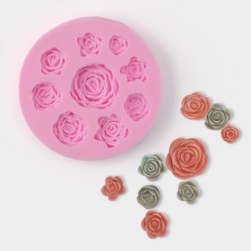 Молд Доляна «Круговорот роз», силикон, d=8 см, цвет розовый