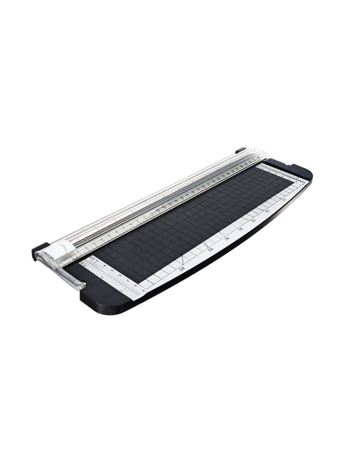 Резак для бумаги роликовый А4, до 3 листов, безопасное лезвие, длина реза 300 мм, корпус черный - фото 51831480