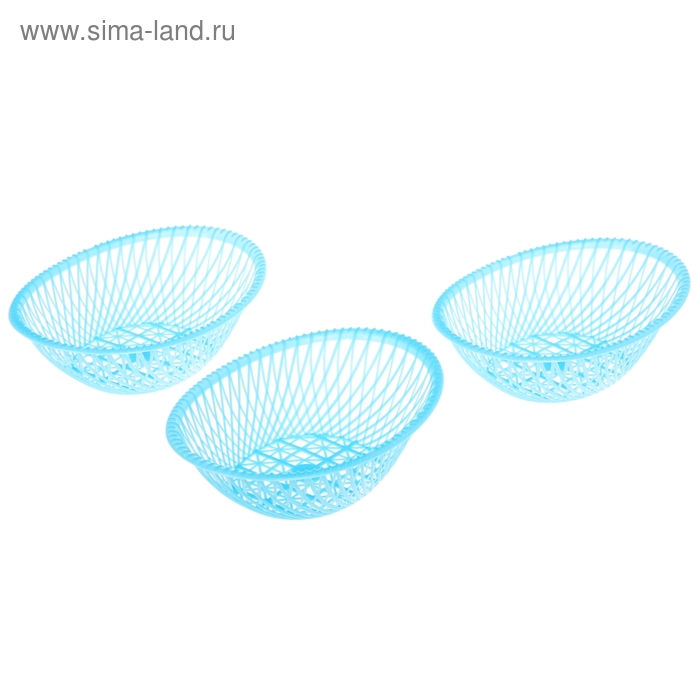 Набор ваз для хлеба и фруктов, овальные, 3 шт, 20×14×5 см, цвет МИКС - Фото 1