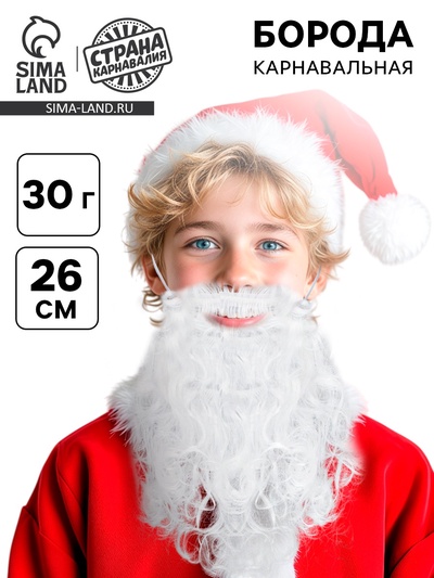 Борода карнавальная «Дед Мороз», на резинке, 26 см, 30 г