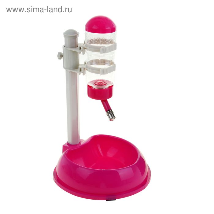 Комплекс поилка и миска ( объем поилки 500 мл), розовый - Фото 1
