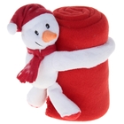 Набор подарочный "Этелька" НГ 2 пр Снеговик в колпачке, плед красный 75*100 см, флис - Фото 1