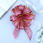 Подарочный бант - шар №5 «Узор», красный, для упаковки подарков - Фото 3