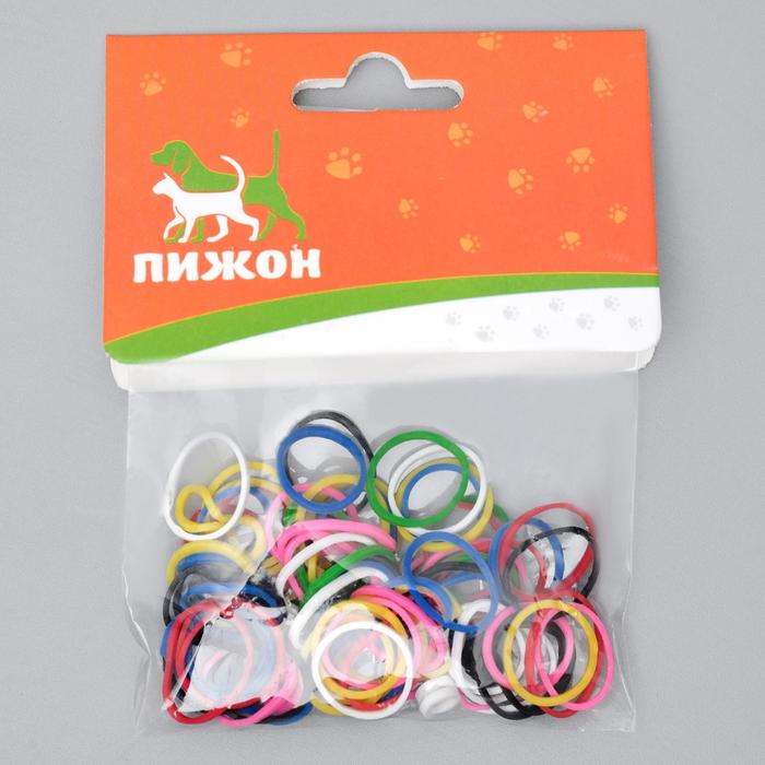 Резинки для животных, набор 100 шт., микс цветов - Фото 1
