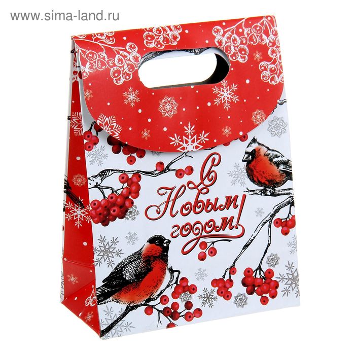 Пакет подарочный «Снегири», 12 × 16 см
