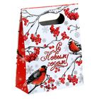 Пакет подарочный «Снегири», 12 × 16 см - Фото 3