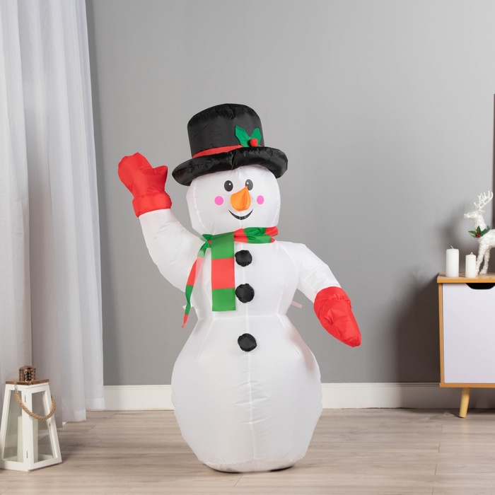 Надувная фигура новогодняя «Зимнее волшебство. Снеговик приветствует», светится, 120 см - Фото 1