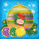 Новогодний ёлочный шар пайетками с мини-открыткой "Цветочный узор" - Фото 1