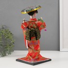 Кукла коллекционная "Японка с цветочной ветвью и в шляпе" 30 см - фото 3790023