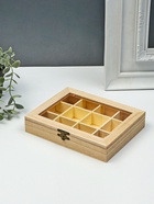 Шкатулка для росписи дерево «Прямоугольная со стеклянной вставкой», для творчества, декора, 12 отделений, 3.5×19×15 см - Фото 2