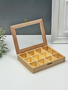 Шкатулка для росписи дерево «Прямоугольная со стеклянной вставкой», для творчества, декора, 12 отделений, 3.5×19×15 см - Фото 3