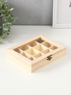 Шкатулка для росписи дерево «Прямоугольная со стеклянной вставкой», для творчества, декора, 12 отделений, 3.5×19×15 см - Фото 7