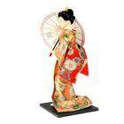 Кукла коллекционная "Гейша в персиковом кимоно с зонтом" 30 см - Фото 3