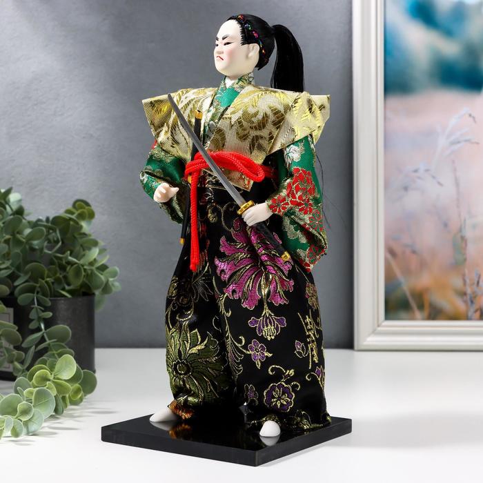 Кукла коллекционная "Самурай в кимоно и с повязкой"30 см - фото 1877293404