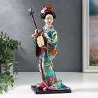 Кукла коллекционная "Гейша в цветочном кимоно с музыкальным инструментом" 30 см - Фото 6