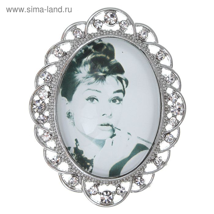 Брошь "Одри" овал, ажурный, цвет серебро - Фото 1