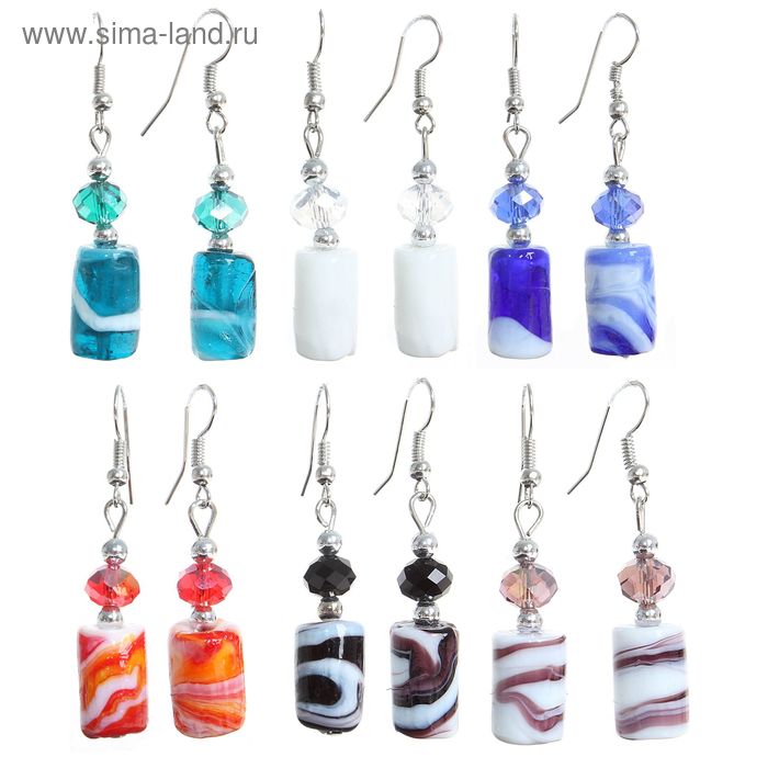 Серьги «Цилиндр с шариком» волна, цвет МИКС - Фото 1