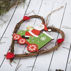 Подвеска новогодняя плетёная "Дед Мороз" в форме сердца - Фото 1