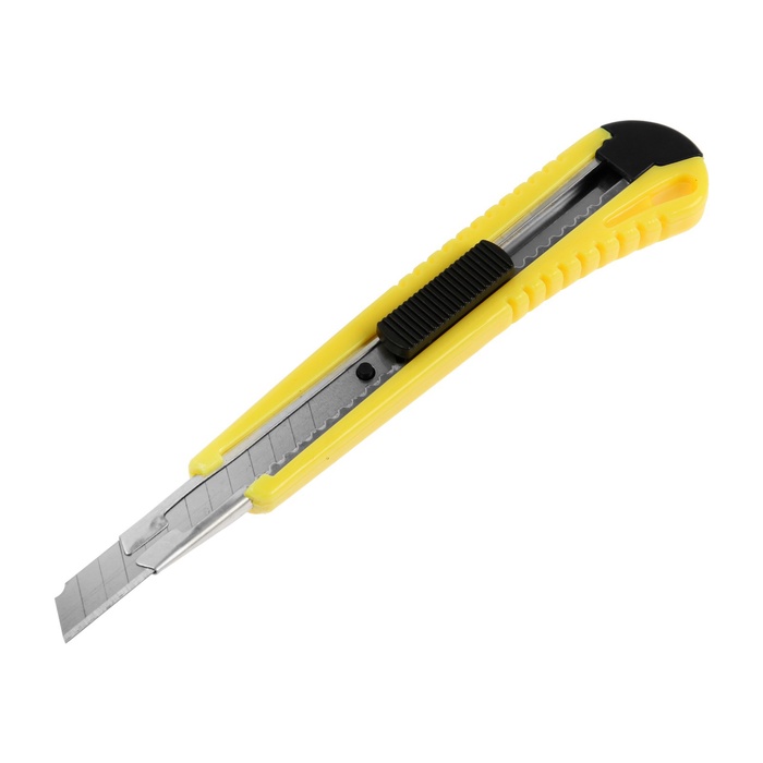 Нож универсальный ТУНДРА, пластиковый корпус, металлическая направляющая, 9 мм