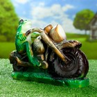 Садовая фигура "Лягушка мотоциклист" 12*38*25 см ПОЛИСТОУН F07842 - Фото 1