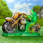 Садовая фигура "Лягушка мотоциклист" 12*38*25 см ПОЛИСТОУН F07842 - Фото 2