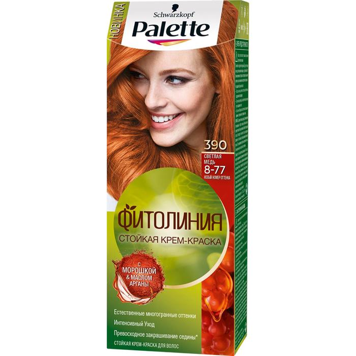 Крем-краска для волос Palette Фитолиния, тон 390, светлая медь - Фото 1