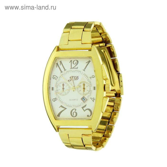 Часы мужские наручные, на золотом браслете, имитация хронографа - Фото 1