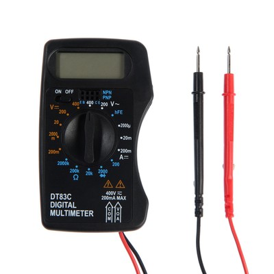 Мультиметр ТУНДРА mini, DT-83C, ACV/DCV, DCA, 200-2 МΩ, проверка батареек 9V
