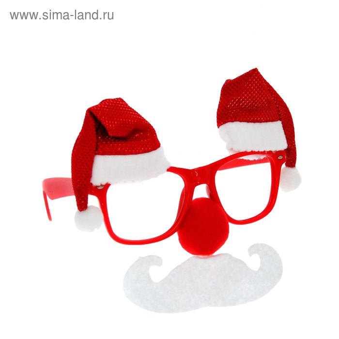Карнавальные очки "Новогодний праздник" с красным носом - Фото 1