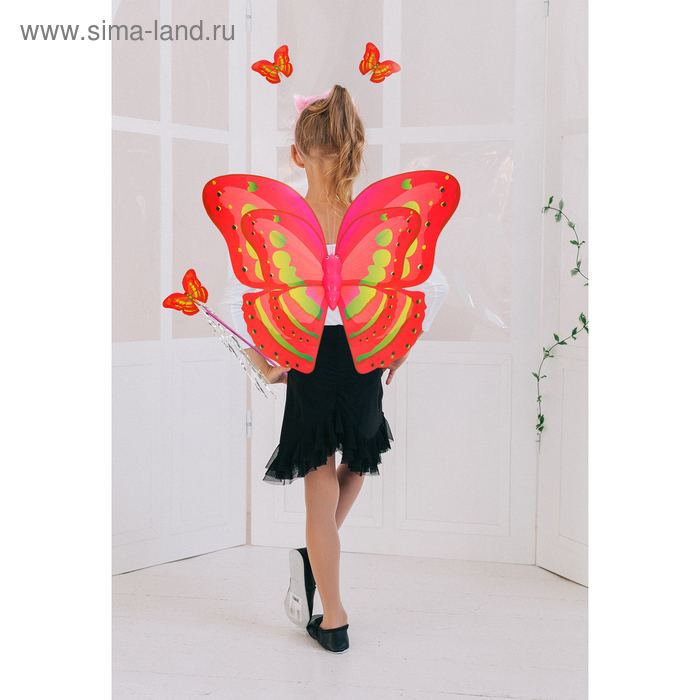 Карнавальный набор "Красочная бабочка", 3 предмета: крылья, жезл, ободок, 3-5 лет - Фото 1