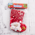 Мягкая подвеска "Носок - Дед Мороз и звезда" 16*13 см красный - Фото 2