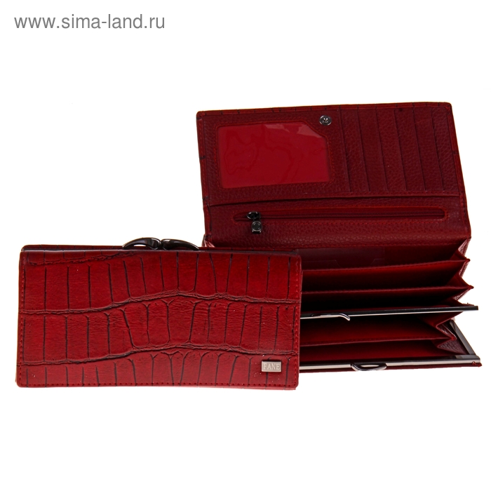 Кошелёк женский на клапане, 3 отдела, глянцевый, красный - Фото 1