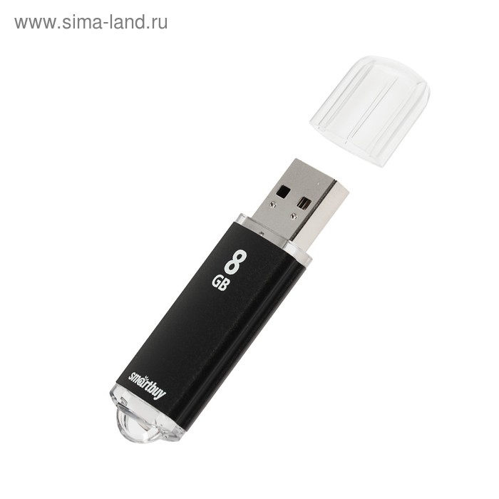 Флешка Smartbuy V-Cut, 8 Гб, USB2.0, чт до 25 Мб/с, зап до 15 Мб/с, чёрная - Фото 1