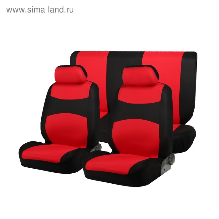 Авточехлы, универcальные, 6 предметов, чёрно-красные - Фото 1