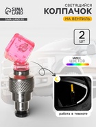 Колпачок на вентиль Cartage, светящийся, набор 2 шт., МИКС - Фото 1