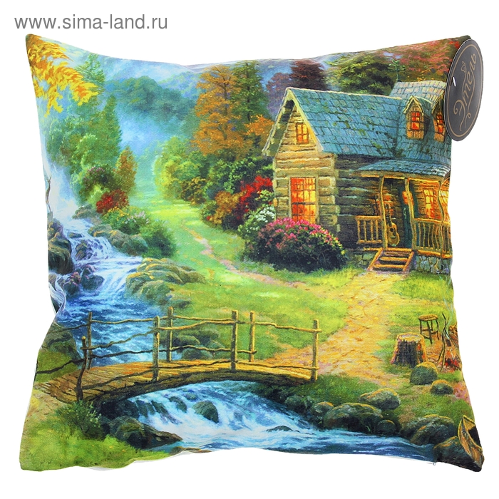 Наволочка декоративная "Этель" Домик у горы 40*40 см, велюр, 100% п/э - Фото 1