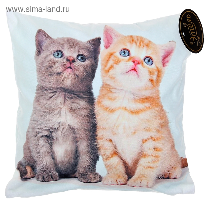 Наволочка декоративная "Этель" Котятки 40*40 см, велюр, 100% п/э - Фото 1