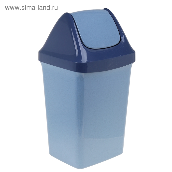 Контейнер для мусора 50 л "Свинг", цвет голубой мрамор - Фото 1