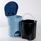 Контейнер для мусора с педалью, 7 л, цвет голубой мрамор - Фото 3
