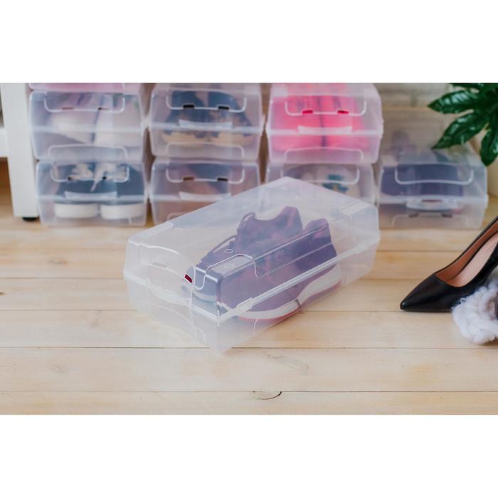 Короб для хранения обуви «Реноме», 38×20.5×13 см, прозрачный - Фото 1