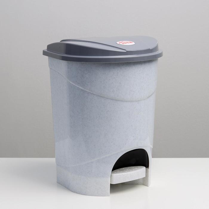 Контейнер для мусора, 7 л, с педалью, мраморный - Фото 1