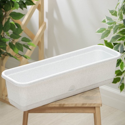 Балконный ящик для цветов, 9.5 л, 60×18.5×15 см, пластиковый, цвет мрамор