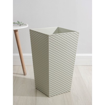 Кашпо для цветов со вставкой «Ротанг», 21 л (11.2 л), белое