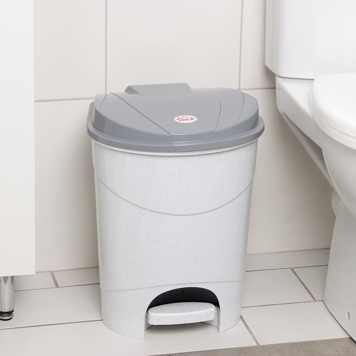 Контейнер для мусора, 19 л, с педалью, мраморный - Фото 1