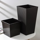 Кашпо для цветов со вставкой «Ротанг», 13 л, вставка 4.9 л, коричневое - Фото 3