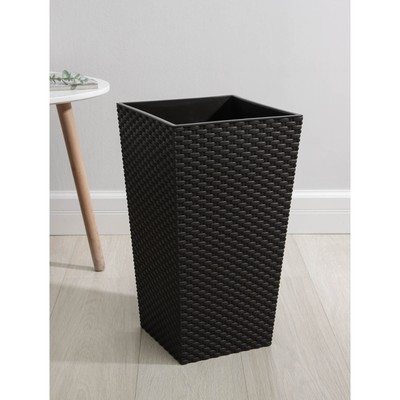 Кашпо для цветов со вставкой «Ротанг», 21 л (11.2 л), коричневое