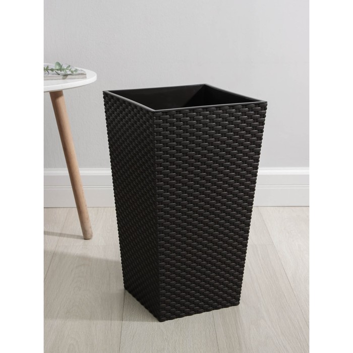 Кашпо для цветов со вставкой «Ротанг», 21 л (11.2 л), коричневое