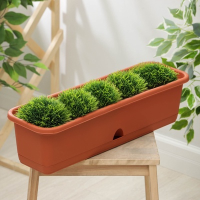 Балконный ящик для цветов, 9.5 л, 60×18.5×15 см, пластиковый, цвет терракот
